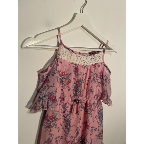 Pink & Violet Girls Dress Spring Summer Easter 7/8 pink & flowers - Picture 2 of 5